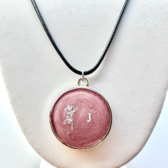 Handmade Initial Resin Pendant Necklace | Resin Pendant | Resin Jewelry - Picture 1 of 6